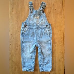 OshKosh B'gosh Baby Heart-print Knit Blue Denim Overalls 12M